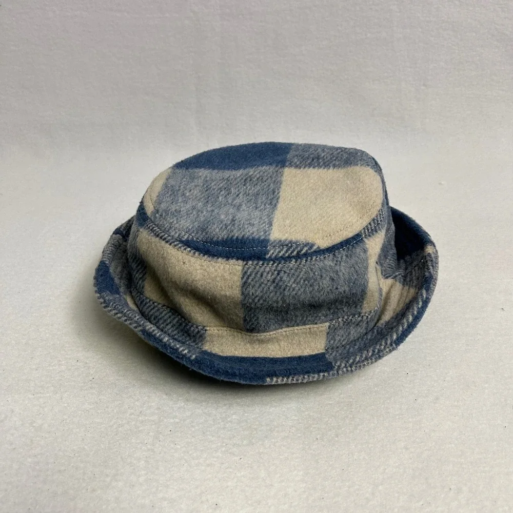 Gorpcore American Eagle Womens OS Blue Plaid Wool Blend‎ Winter Bucket Hat